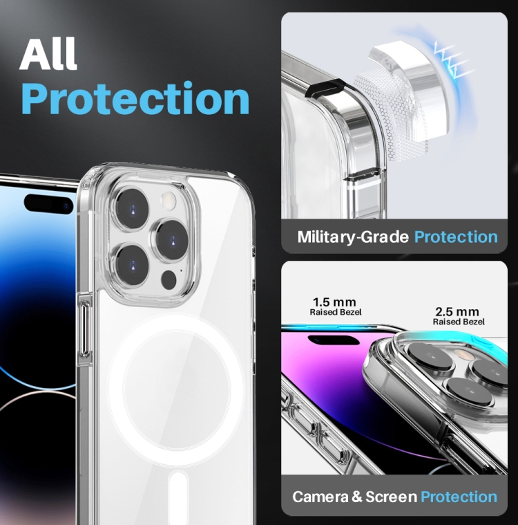 For iPhone 14 Pro NORTHJO 3 in 1 Magsafe Clear Phone Case with Screen Film + Rear Lens Film For iPhone 14 Pro NORTHJO 3 in 1 Magsafe Clear Phone Case with Screen Film + Rear Lens Film