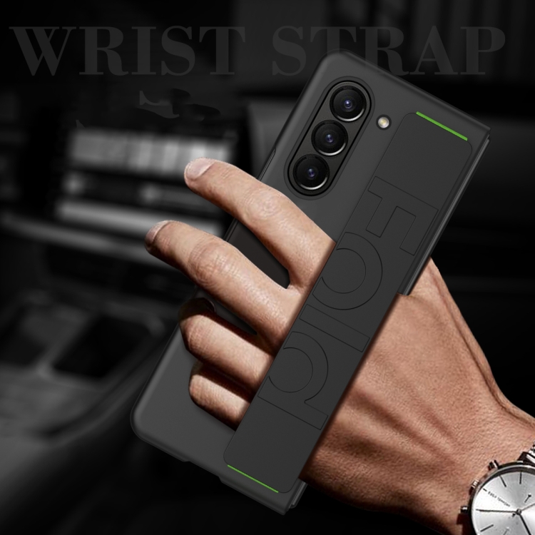 For Galaxy Z Fold6 5G Skin Elastic Wrist Grip Back Cover Phone Case(Green)