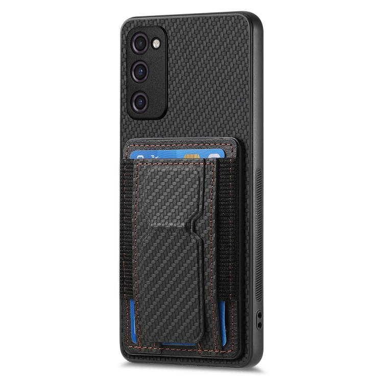 For Samsung Galaxy S20 FE Carbon Fiber Fold Stand Elastic Card Bag Phone Case(Black) For Samsung Galaxy S20 FE Carbon Fiber Fold Stand Elastic Card Bag Phone Case(Black)