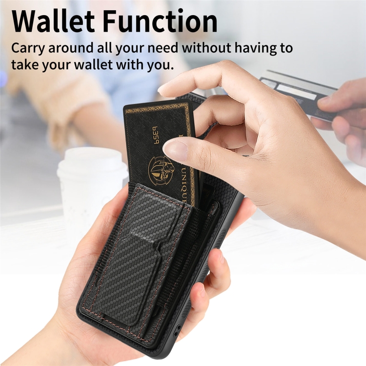 For Samsung Galaxy S20 FE Carbon Fiber Fold Stand Elastic Card Bag Phone Case(Black) For Samsung Galaxy S20 FE Carbon Fiber Fold Stand Elastic Card Bag Phone Case(Black)