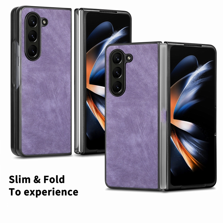 For Samsung Galaxy Z Fold6 5G Skin-feel Solid Color PU Back Cover Phone Case(Purple) For Samsung Galaxy Z Fold6 5G Skin-feel Solid Color PU Back Cover Phone Case(Purple)