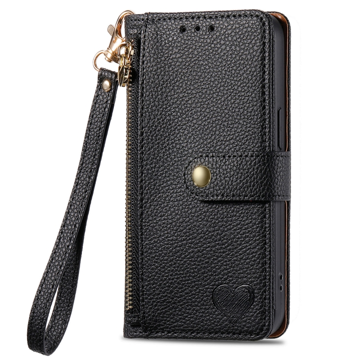 For Samsung Galaxy S25 Ultra 5G Love Zipper Lanyard Leather Phone Case(Black)