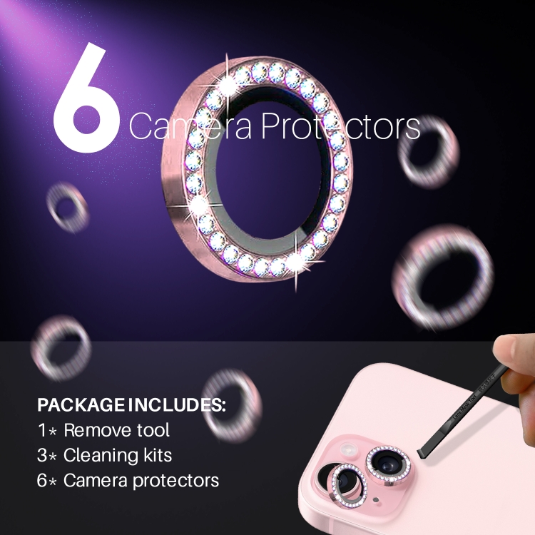 10-Piece Camera Lens Protector For IPhone 14/15 - 9H Tempered Glass With Metal Ring