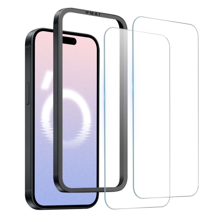 For iPhone 16 NORTHJO 2pcs A++ Screen Protector Tempered Glass Film with Installation Frame For iPhone 16 NORTHJO 2pcs A++ Screen Protector Tempered Glass Film with Installation Frame