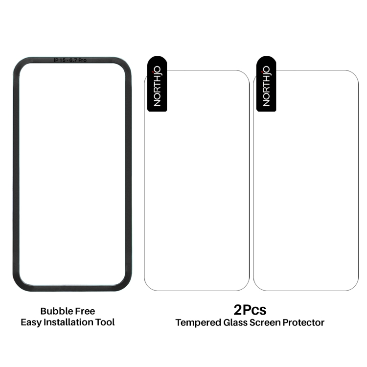 For iPhone 16 NORTHJO 2pcs A++ Screen Protector Tempered Glass Film with Installation Frame For iPhone 16 NORTHJO 2pcs A++ Screen Protector Tempered Glass Film with Installation Frame