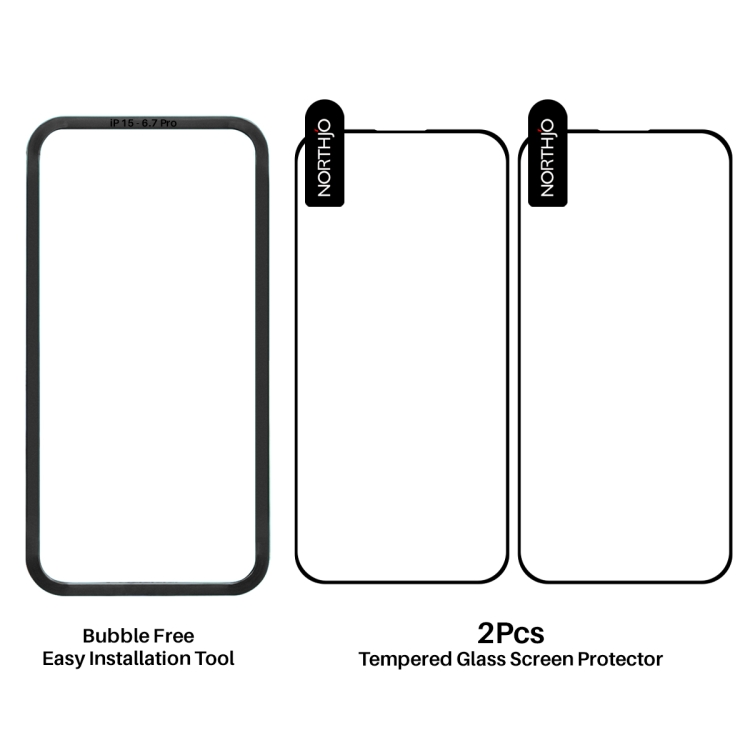For iPhone 16 NORTHJO 2pcs A++ Tempered Glass Film with Installation Frame