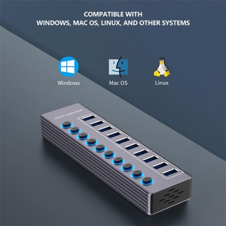 U310 10-in-1 USB 3.0 Extension HUB USB Power Charging Station with Individual Switch - 3