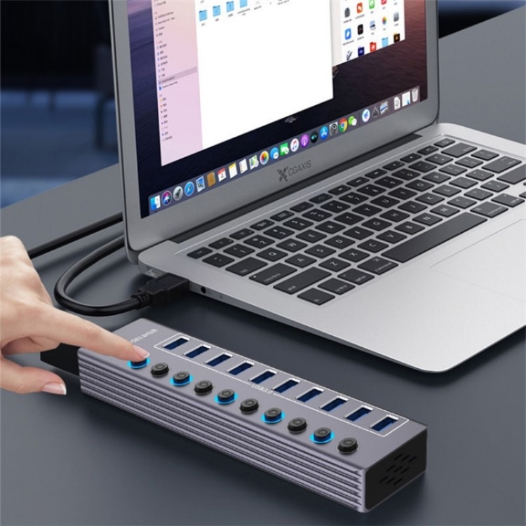 U310 10-in-1 USB 3.0 Extension HUB USB Power Charging Station with Individual Switch - 4