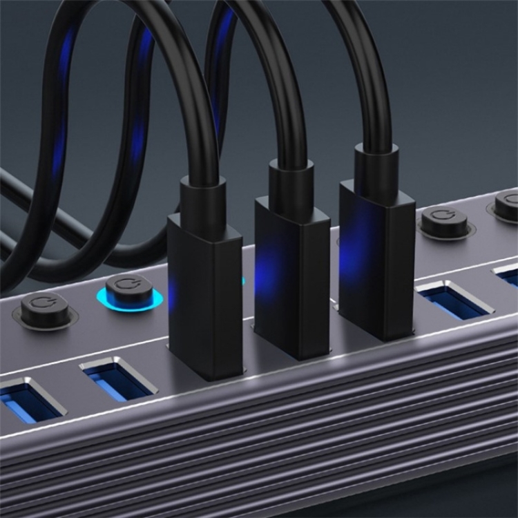 U310 10-in-1 USB 3.0 Extension HUB USB Power Charging Station with Individual Switch - 6