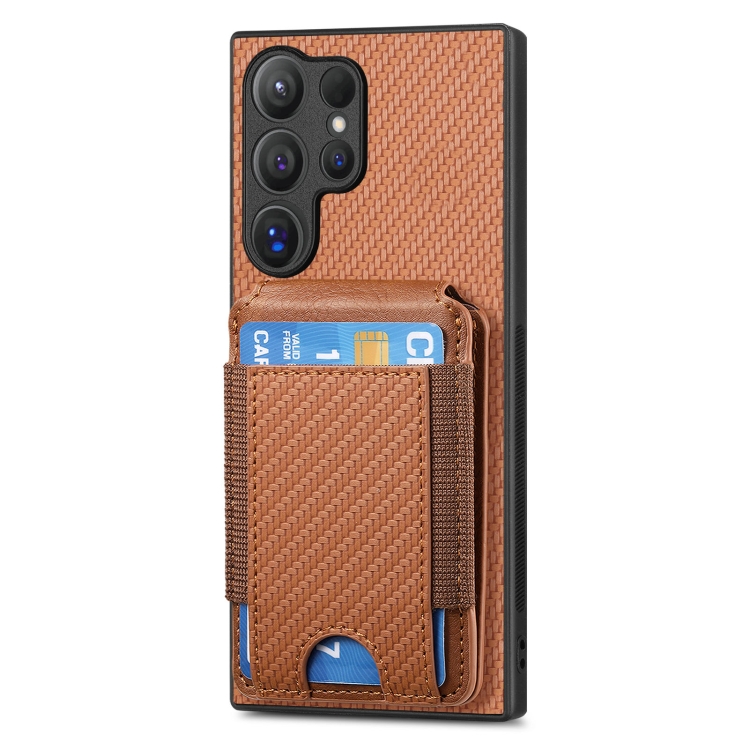 For Samsung Galaxy S24 Ultra 5G Carbon Fiber Vertical Flip Wallet Stand Phone Case(Brown) For Samsung Galaxy S24 Ultra 5G Carbon Fiber Vertical Flip Wallet Stand Phone Case(Brown)