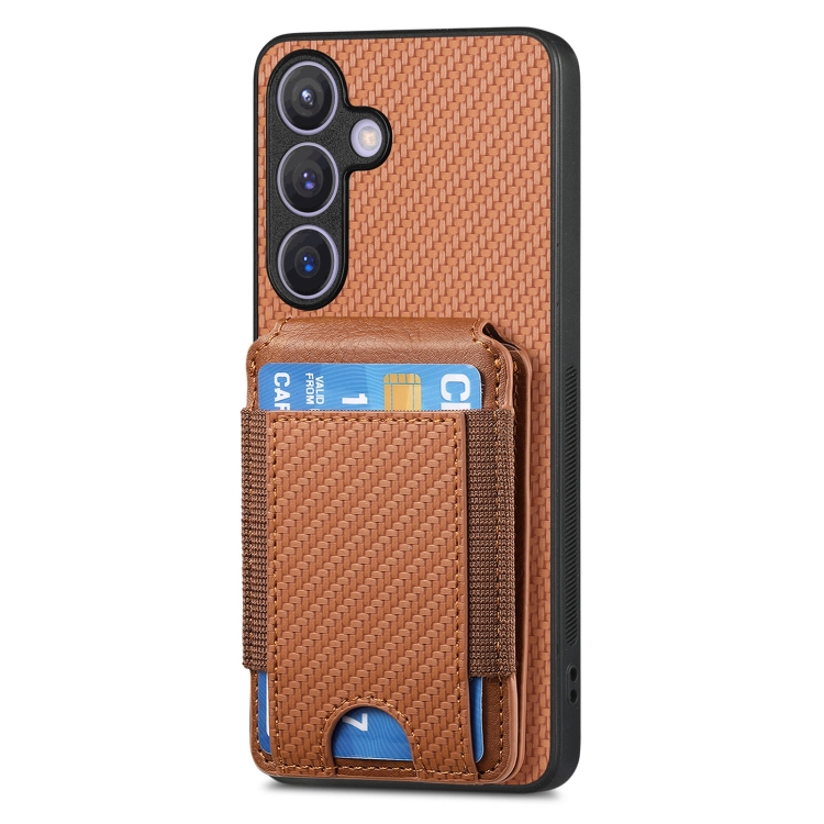 For Samsung Galaxy S24 5G Carbon Fiber Vertical Flip Wallet Stand Phone Case(Brown) For Samsung Galaxy S24 5G Carbon Fiber Vertical Flip Wallet Stand Phone Case(Brown)