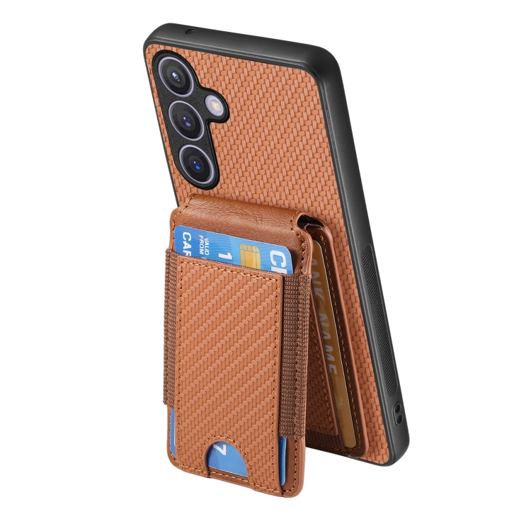 For Samsung Galaxy S24 5G Carbon Fiber Vertical Flip Wallet Stand Phone Case(Brown) For Samsung Galaxy S24 5G Carbon Fiber Vertical Flip Wallet Stand Phone Case(Brown)
