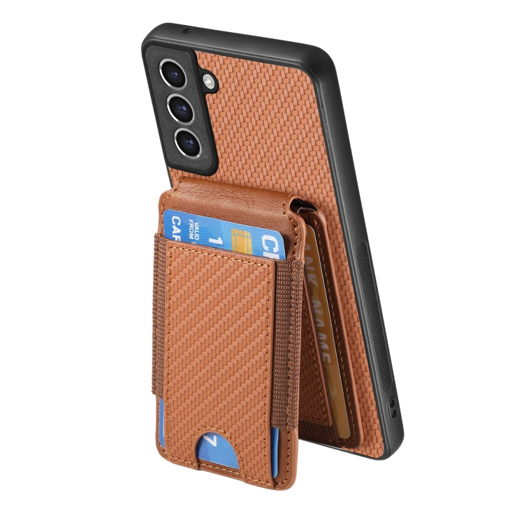 For Samsung Galaxy S23 FE 5G Carbon Fiber Vertical Flip Wallet Stand Phone Case(Brown) For Samsung Galaxy S23 FE 5G Carbon Fiber Vertical Flip Wallet Stand Phone Case(Brown)