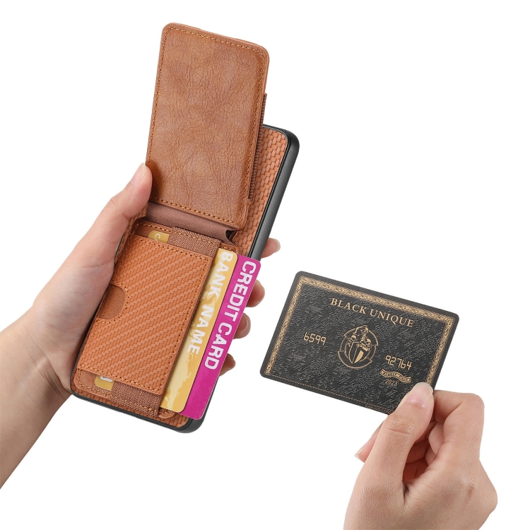 For Samsung Galaxy S23 FE 5G Carbon Fiber Vertical Flip Wallet Stand Phone Case(Brown) For Samsung Galaxy S23 FE 5G Carbon Fiber Vertical Flip Wallet Stand Phone Case(Brown)
