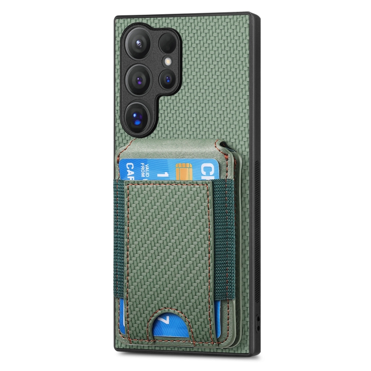For Samsung Galaxy S23 Ultra 5G Carbon Fiber Vertical Flip Wallet Stand Phone Case(Green) For Samsung Galaxy S23 Ultra 5G Carbon Fiber Vertical Flip Wallet Stand Phone Case(Green)
