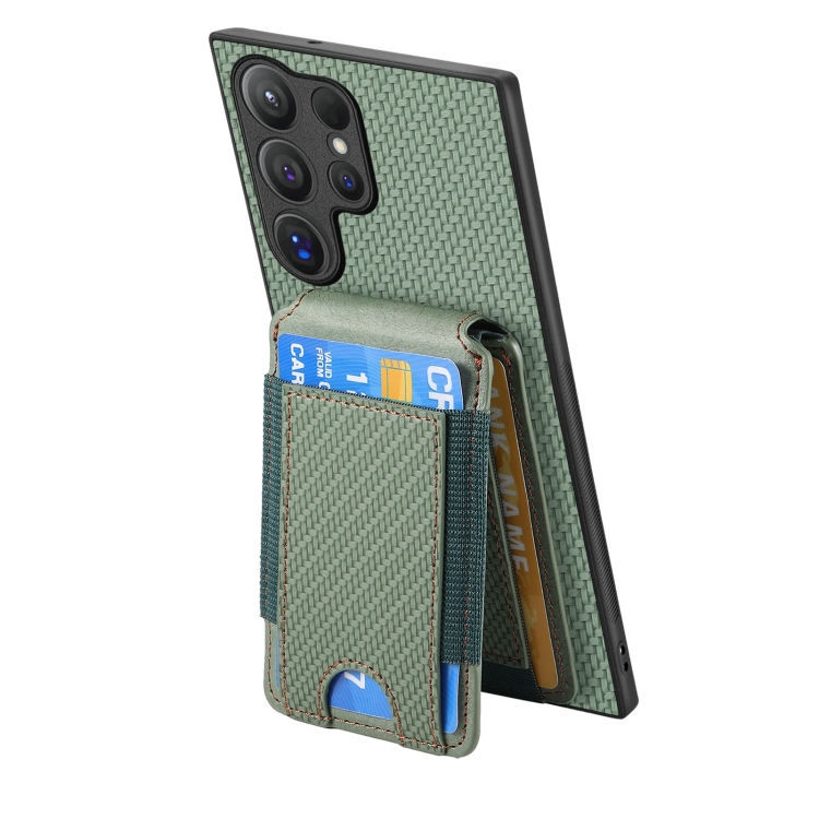 For Samsung Galaxy S23 Ultra 5G Carbon Fiber Vertical Flip Wallet Stand Phone Case(Green) For Samsung Galaxy S23 Ultra 5G Carbon Fiber Vertical Flip Wallet Stand Phone Case(Green)