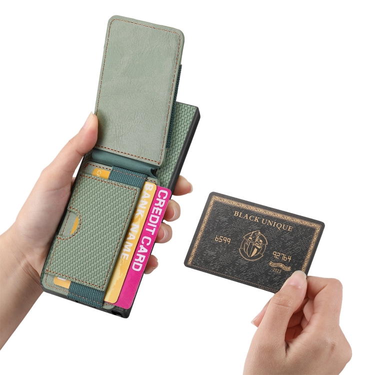 For Samsung Galaxy S23 Ultra 5G Carbon Fiber Vertical Flip Wallet Stand Phone Case(Green) For Samsung Galaxy S23 Ultra 5G Carbon Fiber Vertical Flip Wallet Stand Phone Case(Green)