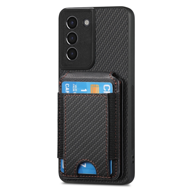 For Samsung Galaxy S21+ 5G Carbon Fiber Vertical Flip Wallet Stand Phone Case(Black) For Samsung Galaxy S21+ 5G Carbon Fiber Vertical Flip Wallet Stand Phone Case(Black)
