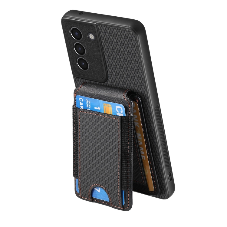 For Samsung Galaxy S21+ 5G Carbon Fiber Vertical Flip Wallet Stand Phone Case(Black) For Samsung Galaxy S21+ 5G Carbon Fiber Vertical Flip Wallet Stand Phone Case(Black)