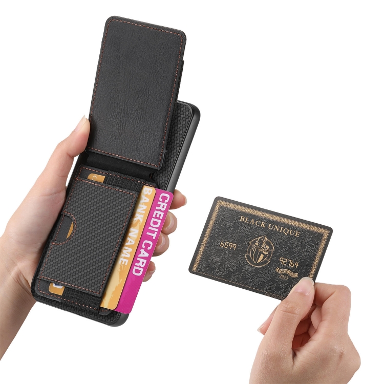 For Samsung Galaxy S21+ 5G Carbon Fiber Vertical Flip Wallet Stand Phone Case(Black) For Samsung Galaxy S21+ 5G Carbon Fiber Vertical Flip Wallet Stand Phone Case(Black)