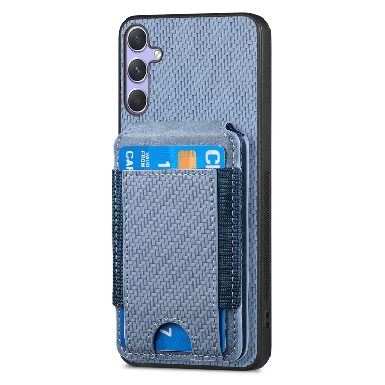 For Samsung Galaxy S25 5G Carbon Fiber Vertical Flip Wallet Stand Phone Case(Blue) For Samsung Galaxy S25 5G Carbon Fiber Vertical Flip Wallet Stand Phone Case(Blue)