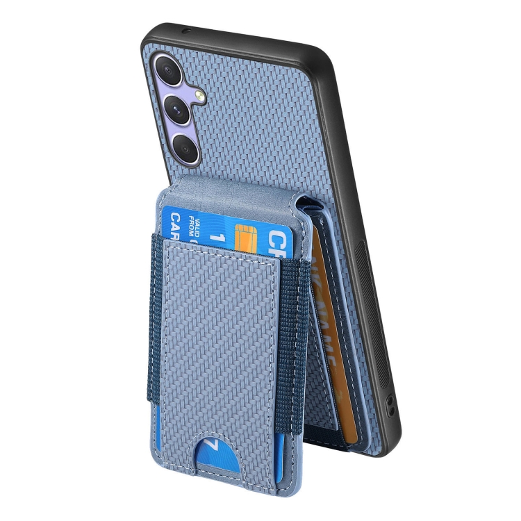 For Samsung Galaxy S25 5G Carbon Fiber Vertical Flip Wallet Stand Phone Case(Blue) For Samsung Galaxy S25 5G Carbon Fiber Vertical Flip Wallet Stand Phone Case(Blue)