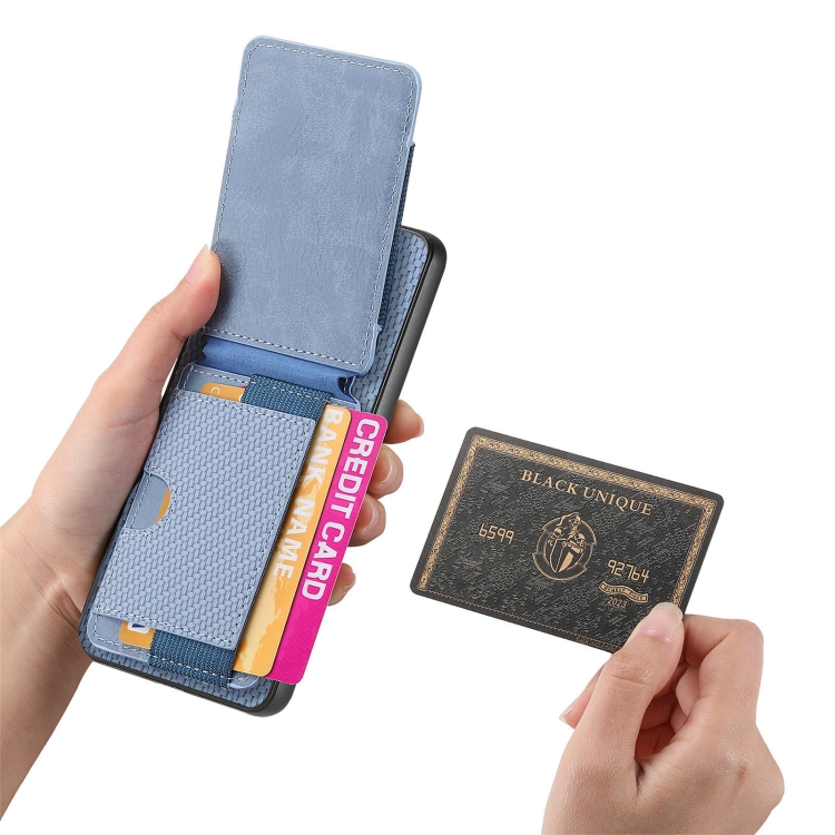 For Samsung Galaxy S25 5G Carbon Fiber Vertical Flip Wallet Stand Phone Case(Blue) For Samsung Galaxy S25 5G Carbon Fiber Vertical Flip Wallet Stand Phone Case(Blue)