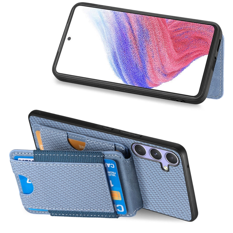 For Samsung Galaxy S25 5G Carbon Fiber Vertical Flip Wallet Stand Phone Case(Blue) For Samsung Galaxy S25 5G Carbon Fiber Vertical Flip Wallet Stand Phone Case(Blue)
