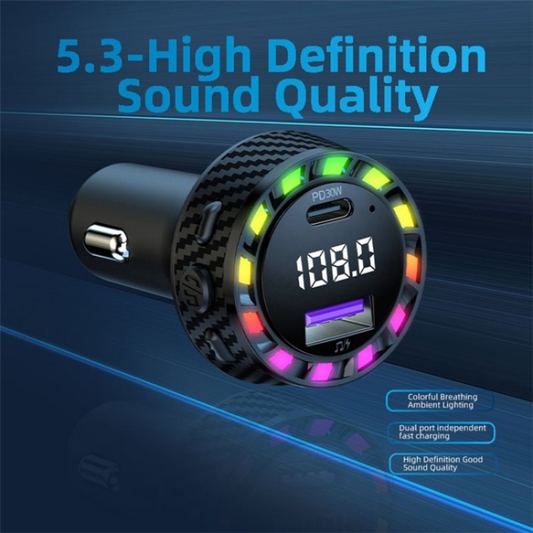 C55 With Breathing Light Bluetooth FM Transmitter USB+Type-C Car Fast Charger C55 With Breathing Light Bluetooth FM Transmitter USB+Type-C Car Fast Charger