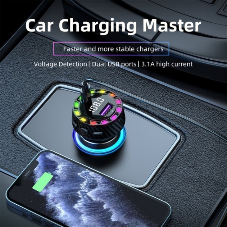 C55 With Breathing Light Bluetooth FM Transmitter USB+Type-C Car Fast Charger C55 With Breathing Light Bluetooth FM Transmitter USB+Type-C Car Fast Charger