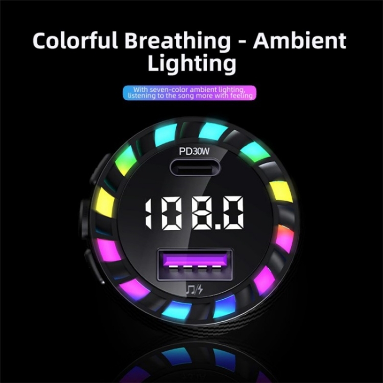 C55 With Breathing Light Bluetooth FM Transmitter USB+Type-C Car Fast Charger C55 With Breathing Light Bluetooth FM Transmitter USB+Type-C Car Fast Charger
