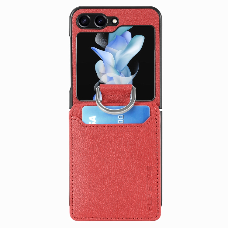 For Samsung Galaxy Z Flip6 Flip7 FE Litchi Texture Leather Ring