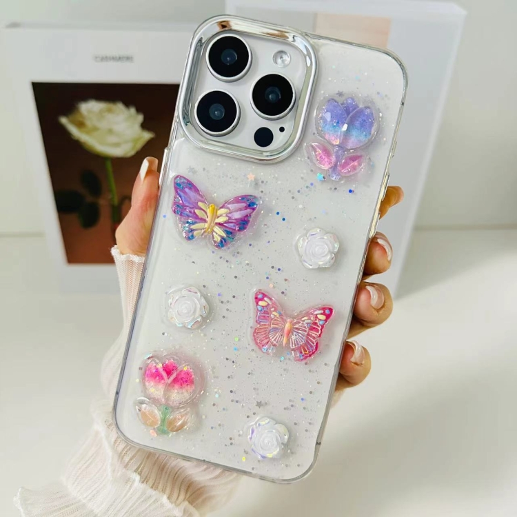 For iPhone 14 Plus 3D Colorful Crystal Butterfly TPU Phone Case(Butterful Flowers) For iPhone 14 Plus 3D Colorful Crystal Butterfly TPU Phone Case(Butterful Flowers)