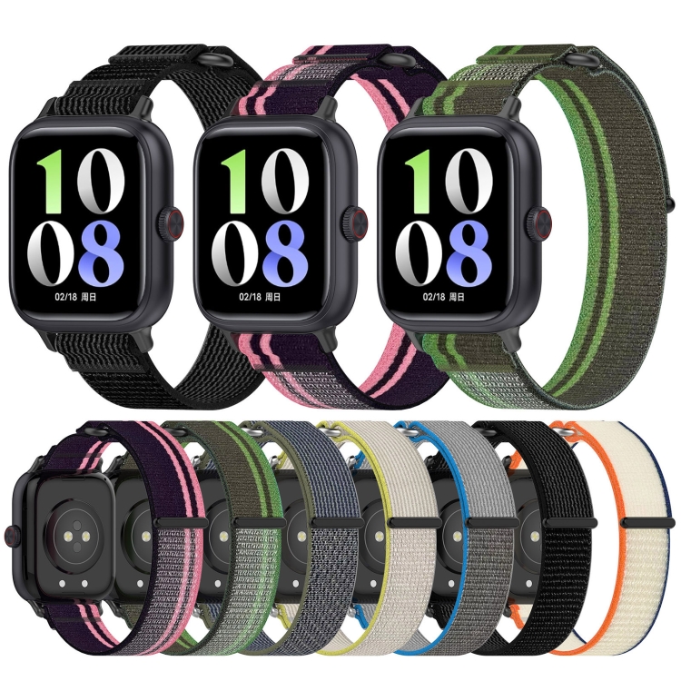For vivo Watch GT Loop Nylon Hook and Loop Fastener Watch Band Pink Purple