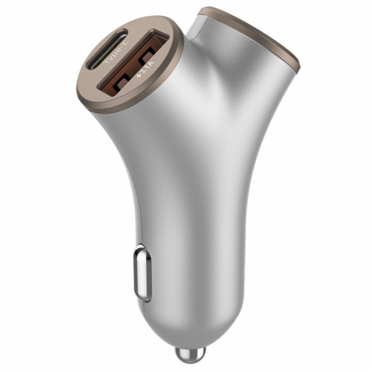 A2 2 USB + 2 Type-C Phone Fast Charging Power Adapter 78W Y-Shaped Car Charger(Silver) A2 2 USB + 2 Type-C Phone Fast Charging Power Adapter 78W Y-Shaped Car Charger(Silver)
