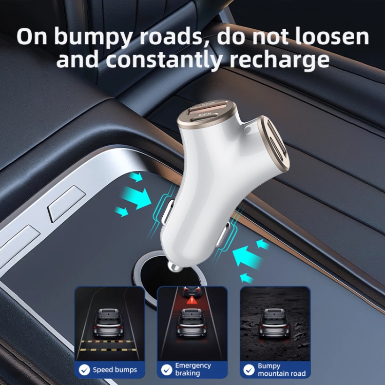 A2 2 USB + 2 Type-C Phone Fast Charging Power Adapter 78W Y-Shaped Car Charger(Silver) A2 2 USB + 2 Type-C Phone Fast Charging Power Adapter 78W Y-Shaped Car Charger(Silver)