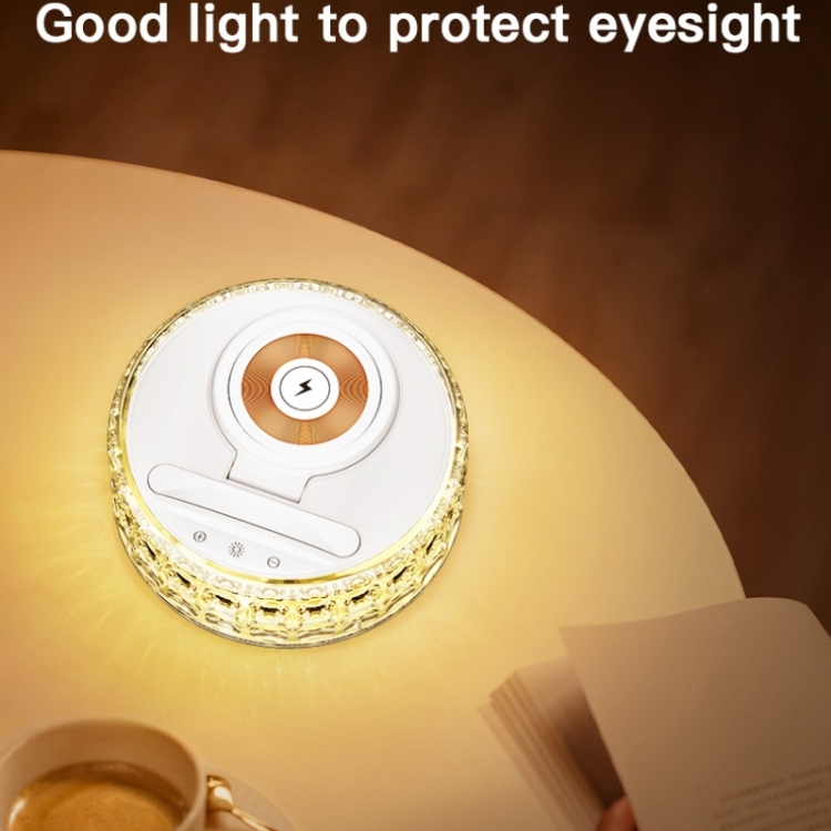 F11 Mobile Phone Holder Desktop Wireless Charger Dock Multi-Function Crystal Night Light