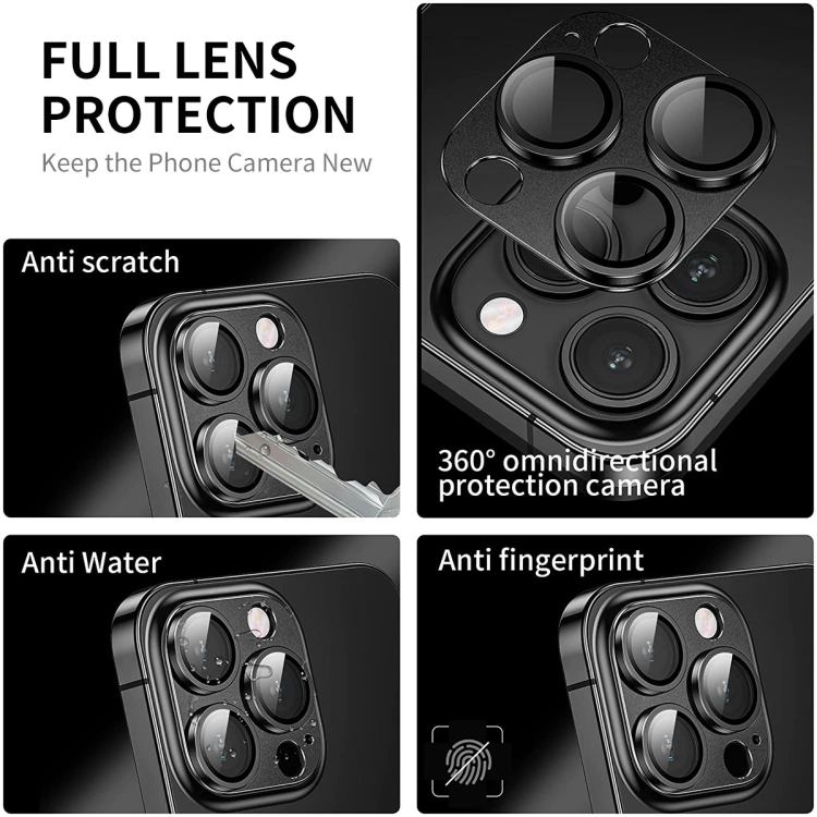 For iPhone 16 Pro / 16 Pro Max ENKAY Anti-reflection Camera Lens Aluminium Alloy Tempered Glass Film(Black) For iPhone 16 Pro / 16 Pro Max ENKAY Anti-reflection Camera Lens Aluminium Alloy Tempered Glass Film(Black)