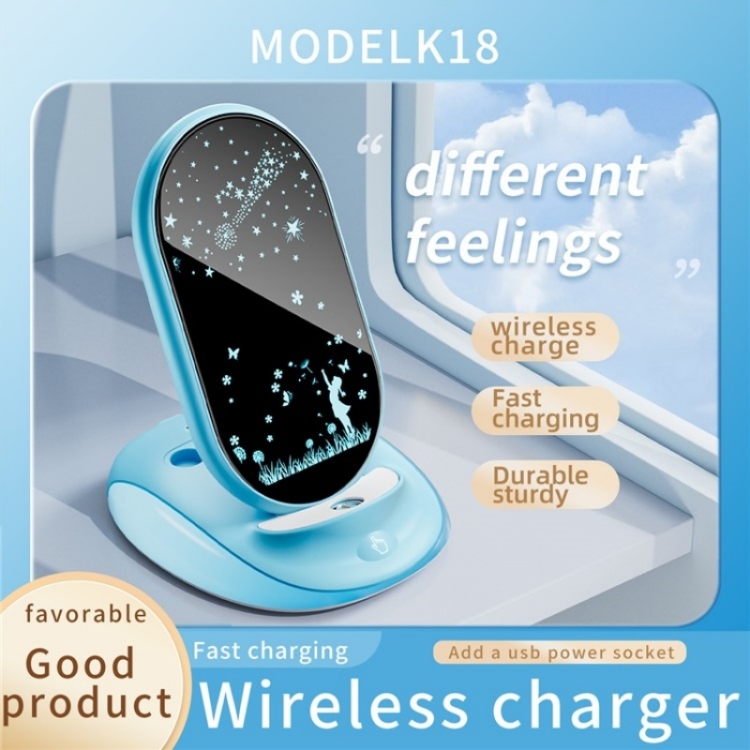 K18 Universal Desktop Stand 15W Wireless Fast Charging Phone Charger(Blue) K18 Universal Desktop Stand 15W Wireless Fast Charging Phone Charger(Blue)
