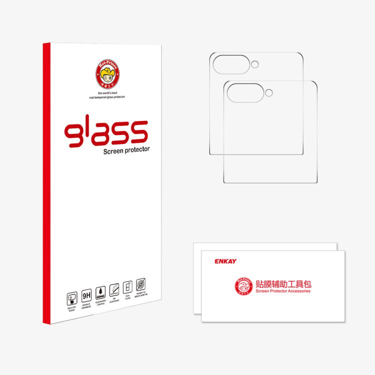 For Galaxy Z Flip8 5G Outer Screen 2pcs ENKAY 9H Big Arc Edge High Aluminum-silicon Tempered Glass Film
