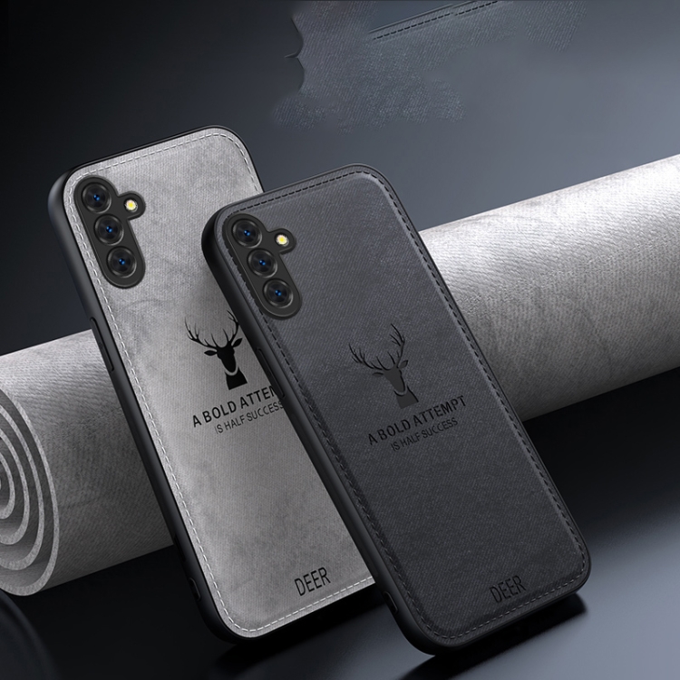 For Samsung Galaxy S24 FE 5G Deer Head Cloth Skin All-inclusive Phone Case(White) For Samsung Galaxy S24 FE 5G Deer Head Cloth Skin All-inclusive Phone Case(White)