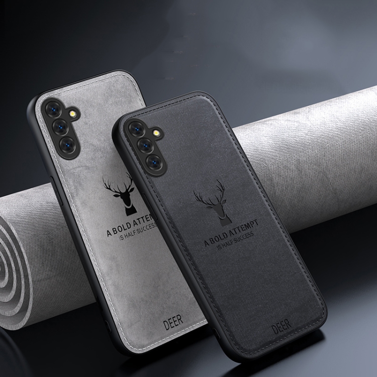 For Samsung Galaxy S25 5G Deer Head Cloth Skin All-inclusive Phone Case(Blue) For Samsung Galaxy S25 5G Deer Head Cloth Skin All-inclusive Phone Case(Blue)