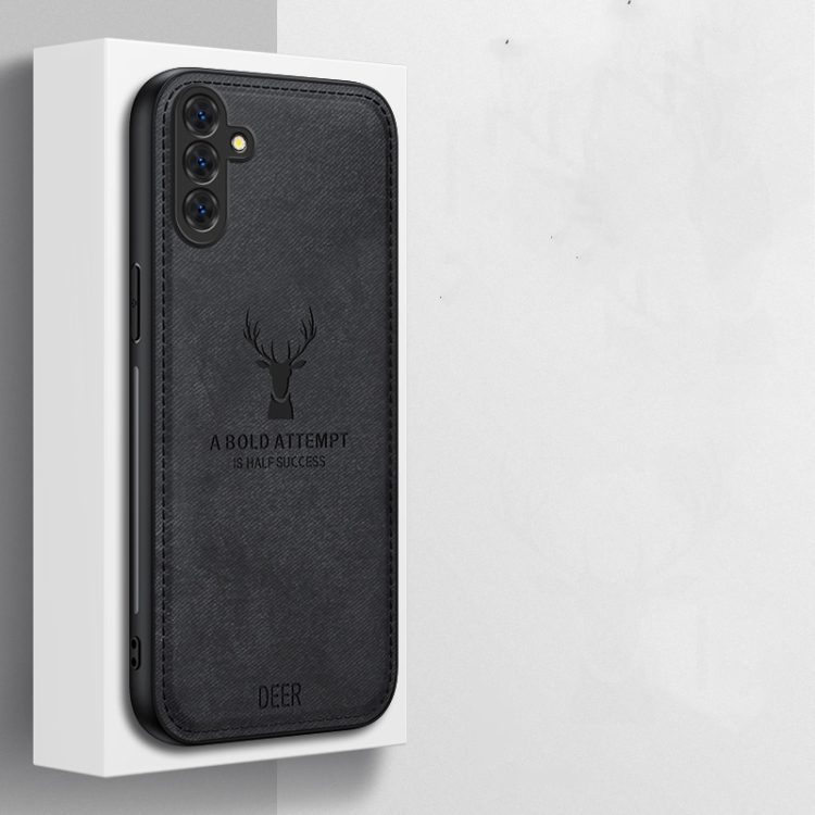 For Samsung Galaxy S25 5G Deer Head Cloth Skin All-inclusive Phone Case(Blue) For Samsung Galaxy S25 5G Deer Head Cloth Skin All-inclusive Phone Case(Blue)
