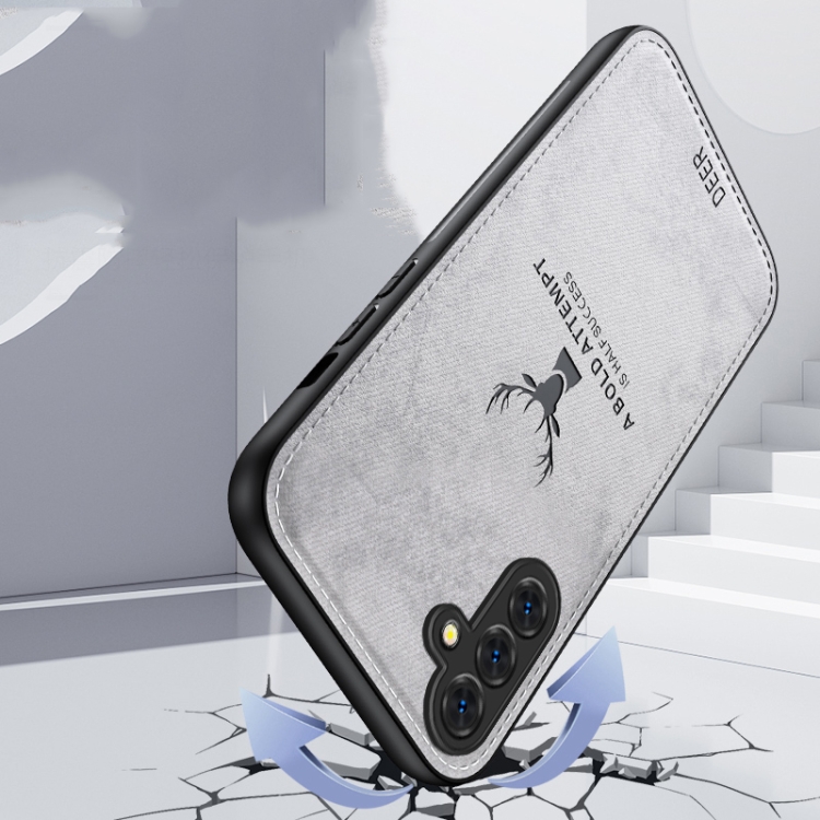 For Samsung Galaxy S25 5G Deer Head Cloth Skin All-inclusive Phone Case(Blue) For Samsung Galaxy S25 5G Deer Head Cloth Skin All-inclusive Phone Case(Blue)