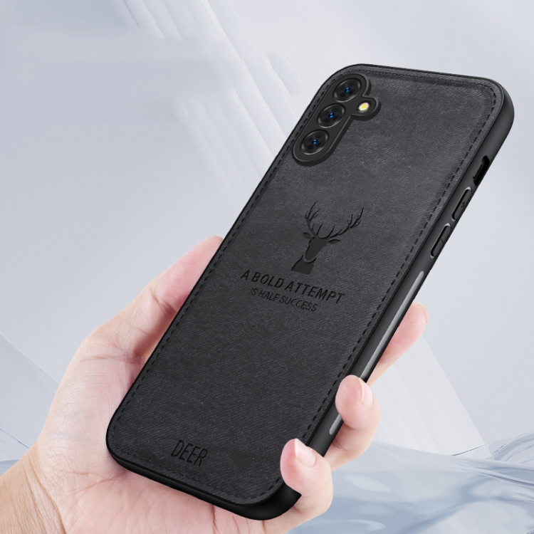 For Samsung Galaxy S25 5G Deer Head Cloth Skin All-inclusive Phone Case(Blue) For Samsung Galaxy S25 5G Deer Head Cloth Skin All-inclusive Phone Case(Blue)