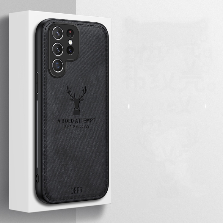 For Samsung Galaxy S25 Ultra 5G Deer Head Cloth Skin All-inclusive Phone Case(White) For Samsung Galaxy S25 Ultra 5G Deer Head Cloth Skin All-inclusive Phone Case(White)