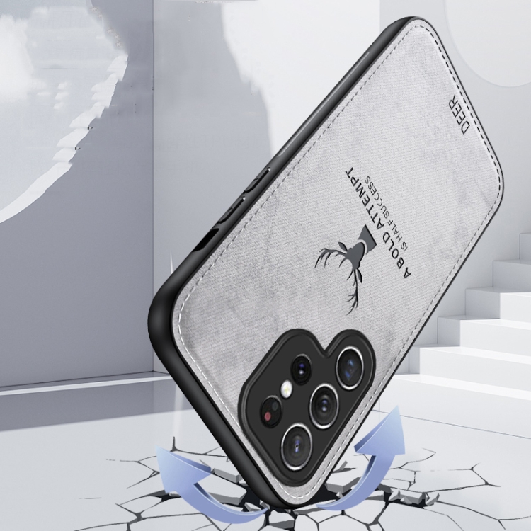 For Samsung Galaxy S25 Ultra 5G Deer Head Cloth Skin All-inclusive Phone Case(White) For Samsung Galaxy S25 Ultra 5G Deer Head Cloth Skin All-inclusive Phone Case(White)