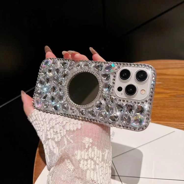iPhone 14 Pro Max用ミラーハンドメイドキラキララインストーン