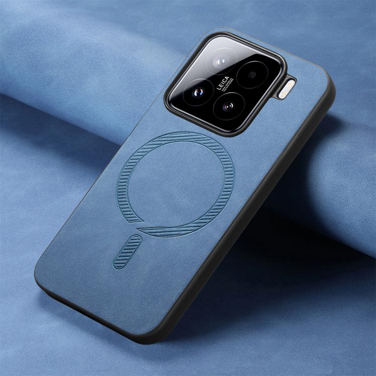 For Xiaomi 15 Solid Color Retro Magsafe PU Back Cover Phone Case(Blue)