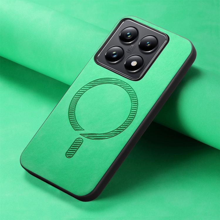 For Xiaomi 14T Pro Solid Color Retro Magsafe PU Back Cover Phone Case(Green)
